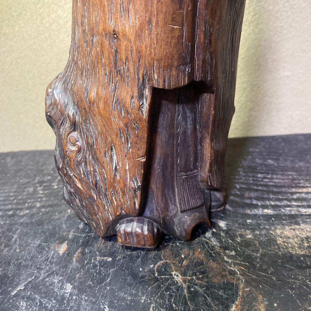 中国古玩　木彫桃仙人