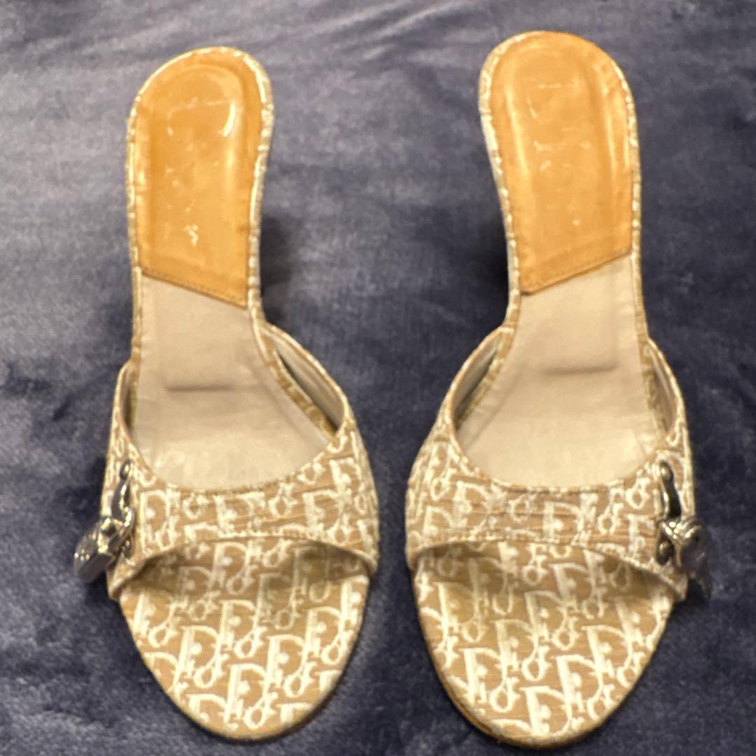 Dior ディオール ミュール 南京錠 鍵 チャーム トロッター 茶色 35.5