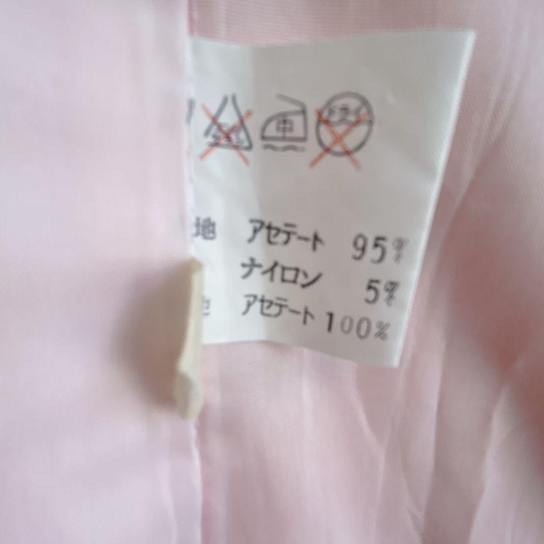 美品　フルセット　七五三７歳女の子　着物　化繊　オレンジ　51975