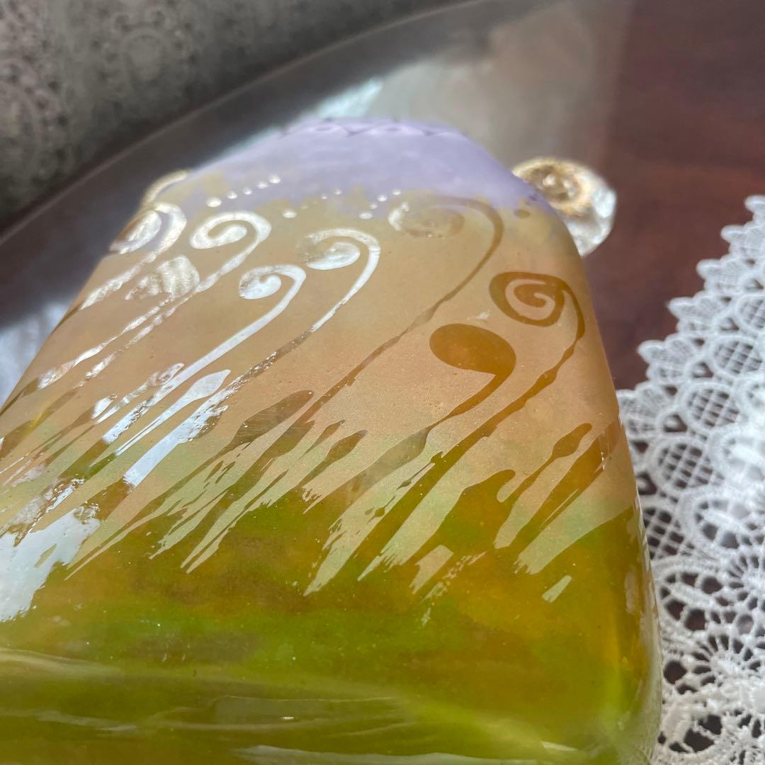 耳付 角花瓶 ガラス工房 アンティーク風 花瓶 耳付 角花瓶 ガラス工房