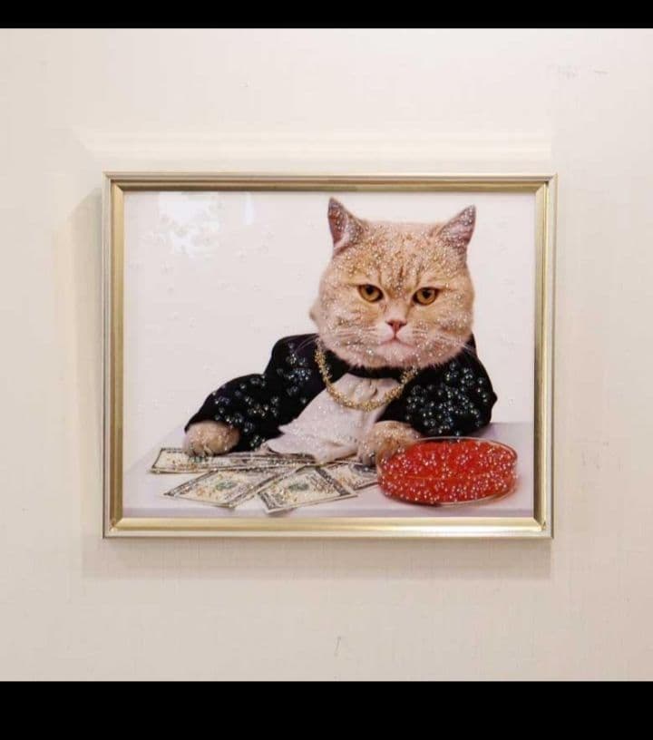 アートフレーム ネコ/イクラです？？ 絵画 クリスタルピクチャー