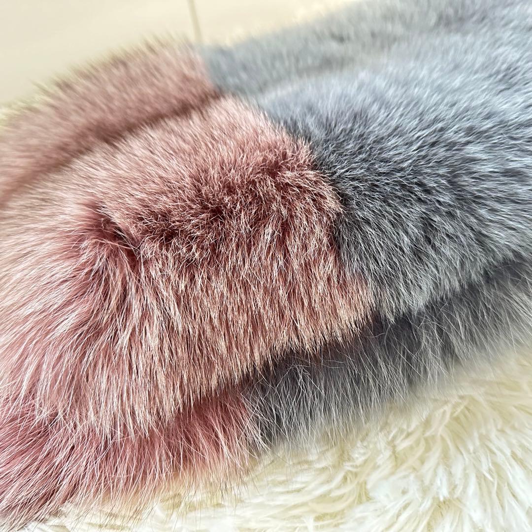 美品ラドローLUDLOW ふわふわフォックスファーマフラーショール