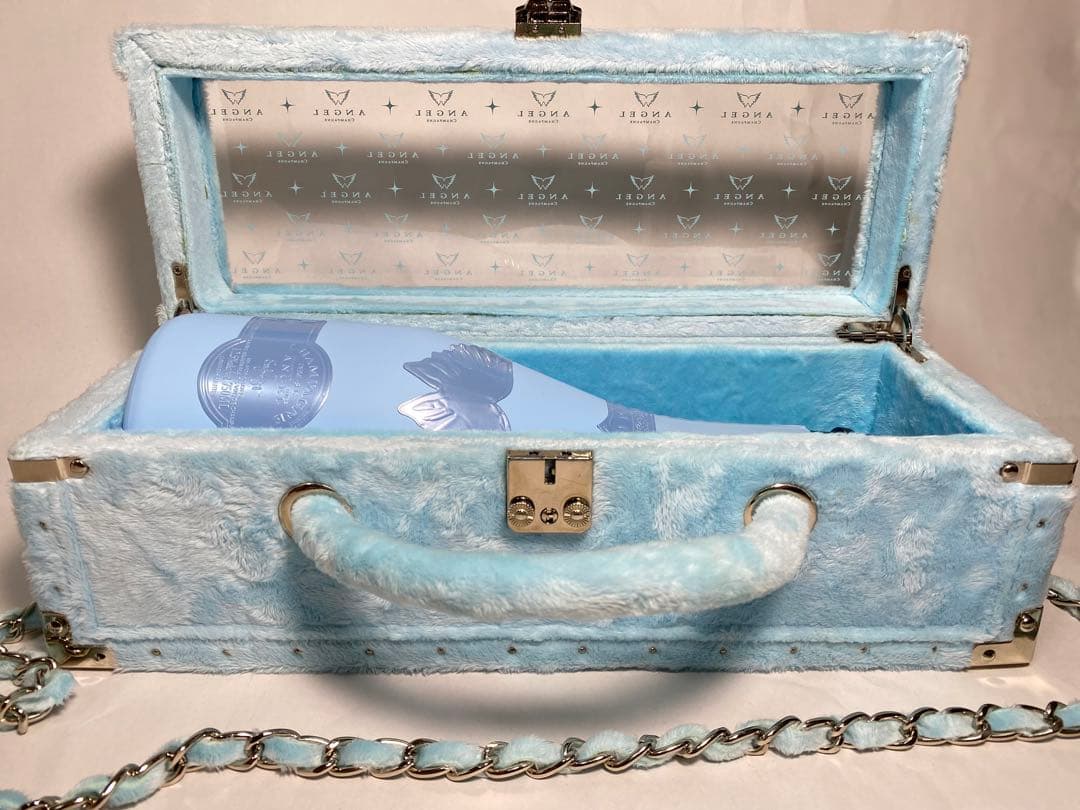 エンジェルシャンパンドゥミセックブルーシャンパンケース空き箱