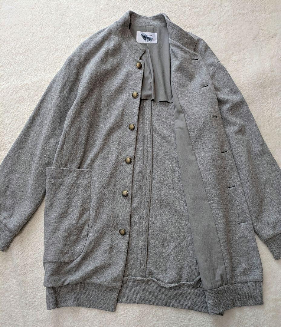 hazama 大人に向けた学ラン グレー ロング丈 ジャケット コットン
