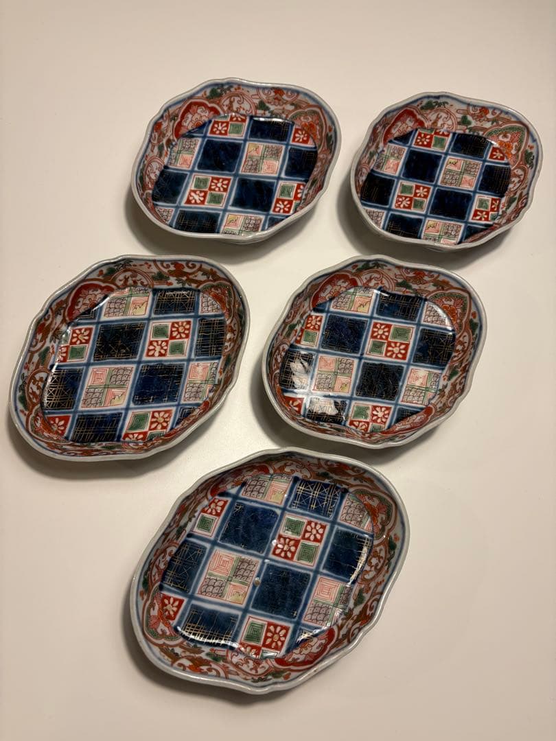 江戸後期　古伊万里　錦手　金襴手　向付　５脚組み 江戸後期 古伊万里 錦手 金襴手 向付 5脚組み - メルカリ