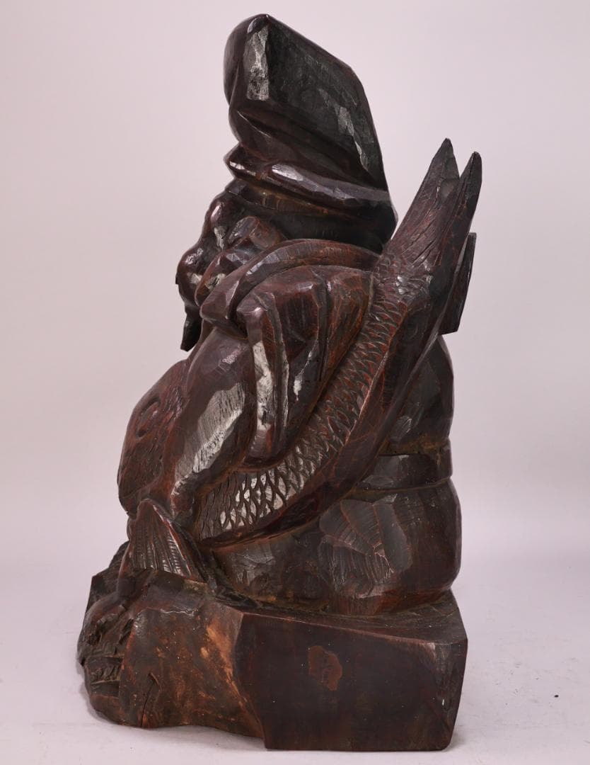 BK201 時代木彫 江戸期 大隅源義縄 作 恵比寿像 大黒像 玉眼 江戸