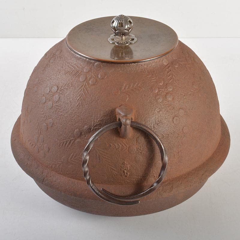 茶道具　嘉山工房　横倉嘉山作　銀摘　山吹文真形釜　替蓋付　共箱　M　R6727B