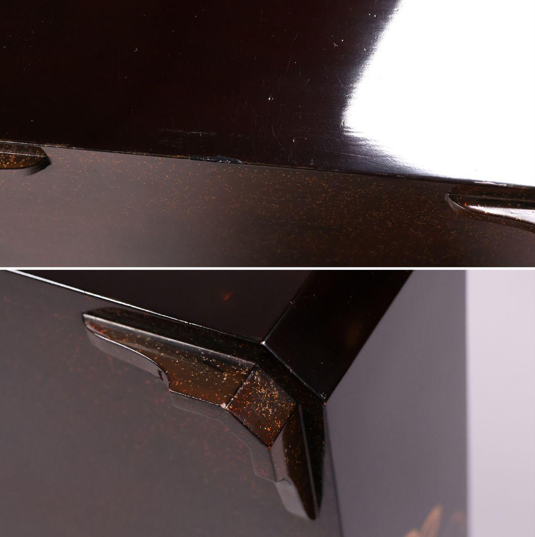 MA523 時代木製漆器 花ちらし金蒔絵 梨地 饅羹重 饅頭箱 菓子重 菓子器