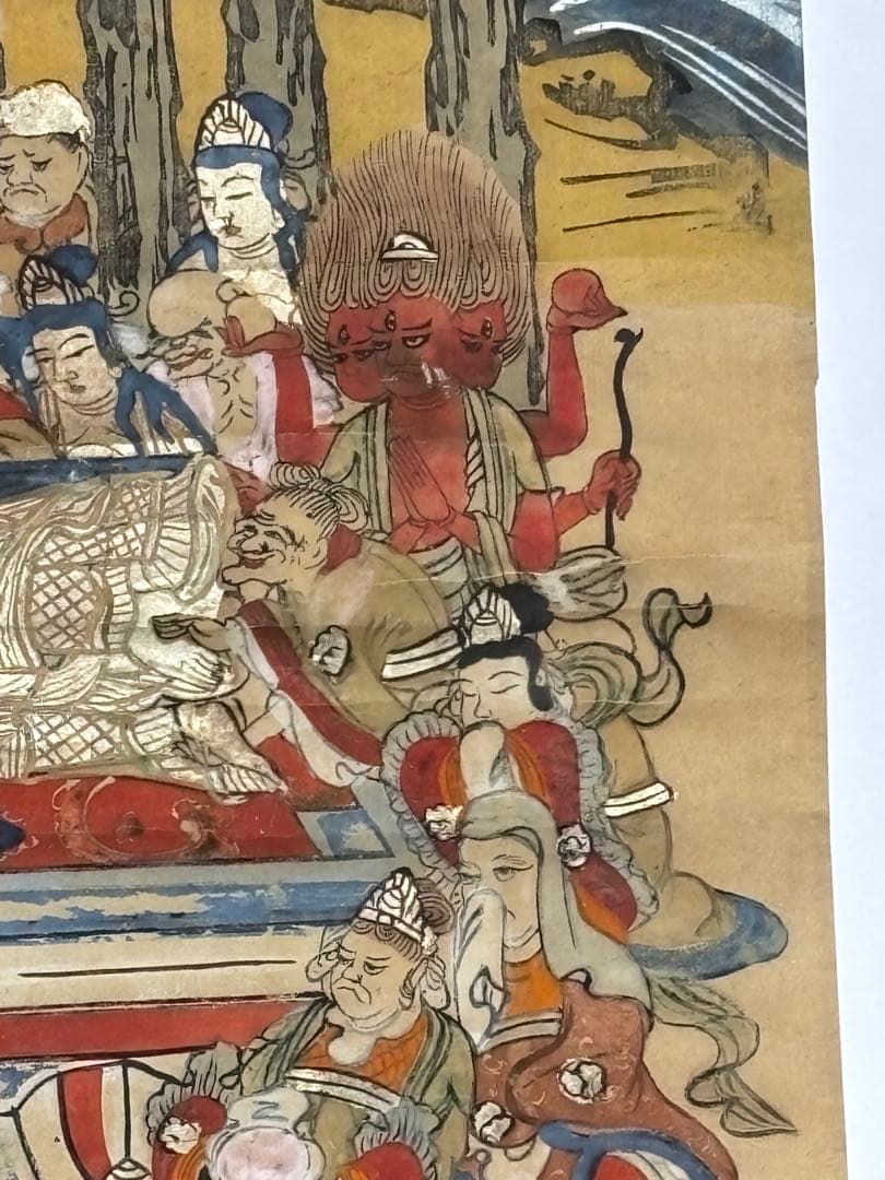大型彩色木版図 釈迦涅槃図」1枚|仏陀 仏教美術 仏像 和本