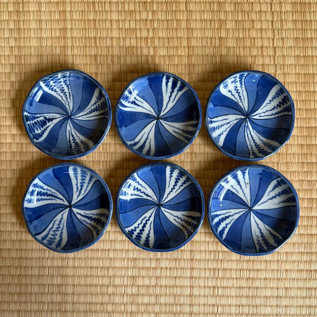 古伊万里 染付 捻り文 小皿 江戸時代 古染付 古波佐見 古美術 骨董 民