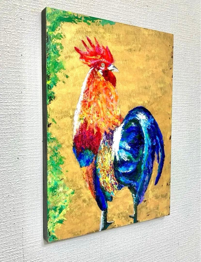 原画鶏動物画絵画肉筆画アクリル画現代アート細密画一点物