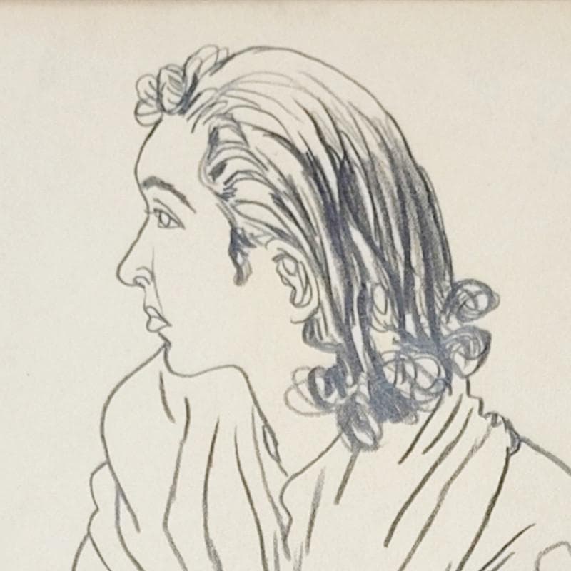 ☆中西利雄☆「婦人像」素描 デッサン画 大衣サイズ