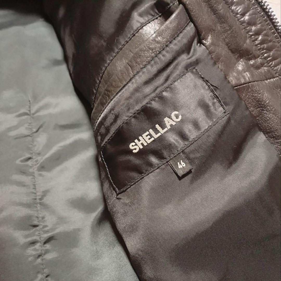 SHELLAC ファー取り外し可能 ライダースジャケット レザージャケット 黒色