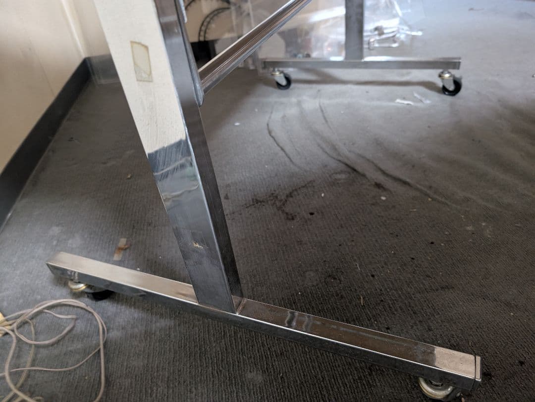 大阪府直接引き取り】折りたたみワゴン 組立工具不要 クローム W1200