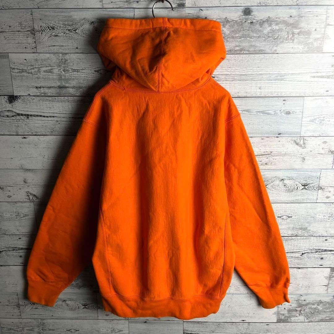 【川口春奈着用モデル】 シュプリーム☆ センター刺繍ロゴ入りパーカー　オレンジ.