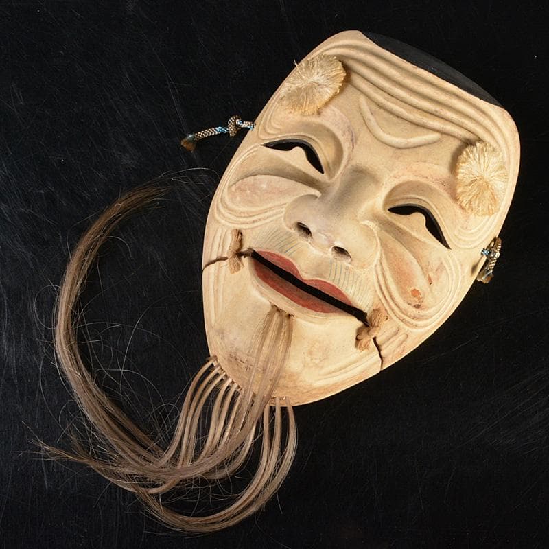 能面 能楽 雅楽 木彫 翁 お面 V R6500 C99425133 高価