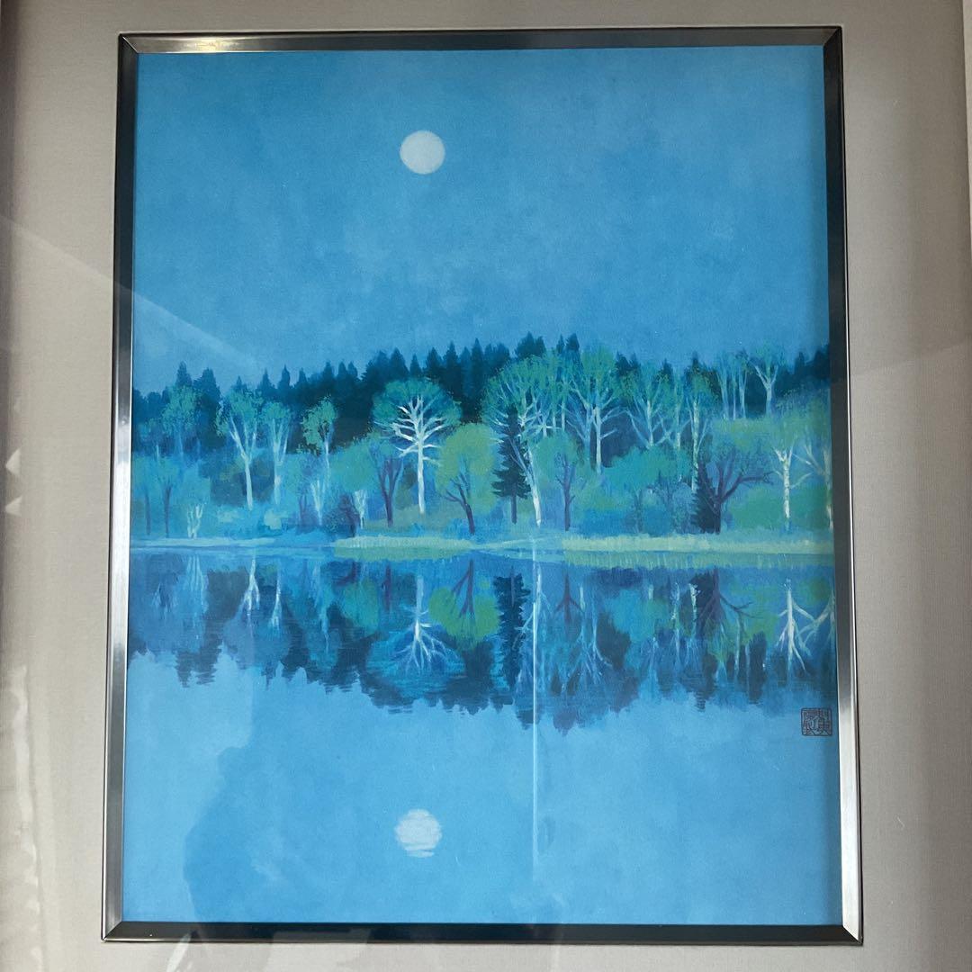 金魚用 東山魁夷「春宵」岩絵具方式複製画額装