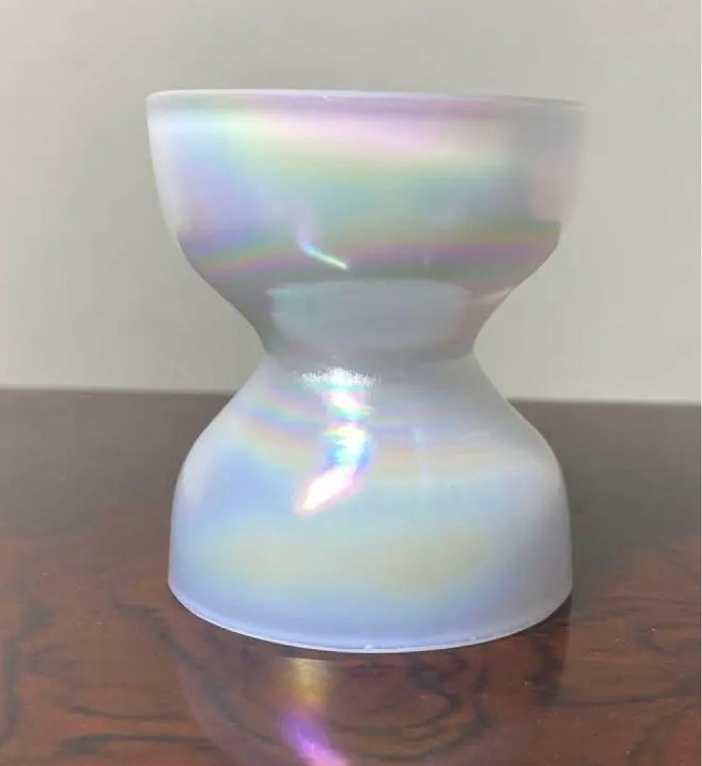 【茶道具】上野良樹造　ガラス蓋置　陶象造　花鳥画蓋置セット