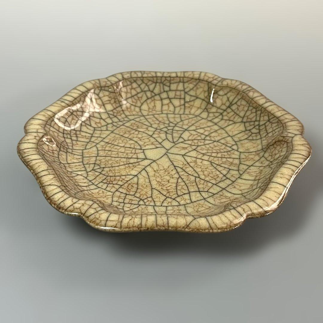 唐物 哥窯稜花盤 中国美術 古玩 SH22