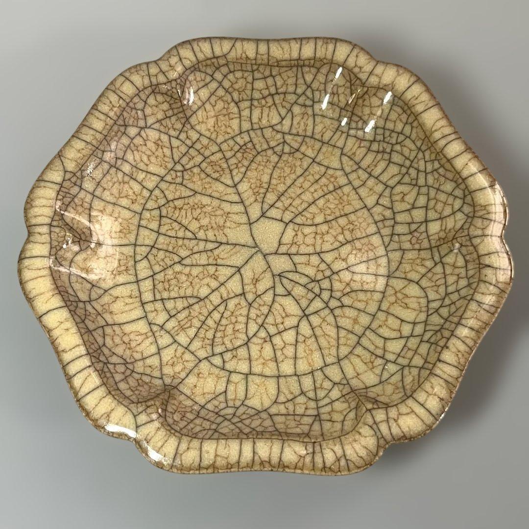 唐物 哥窯稜花盤 中国美術 古玩 SH22