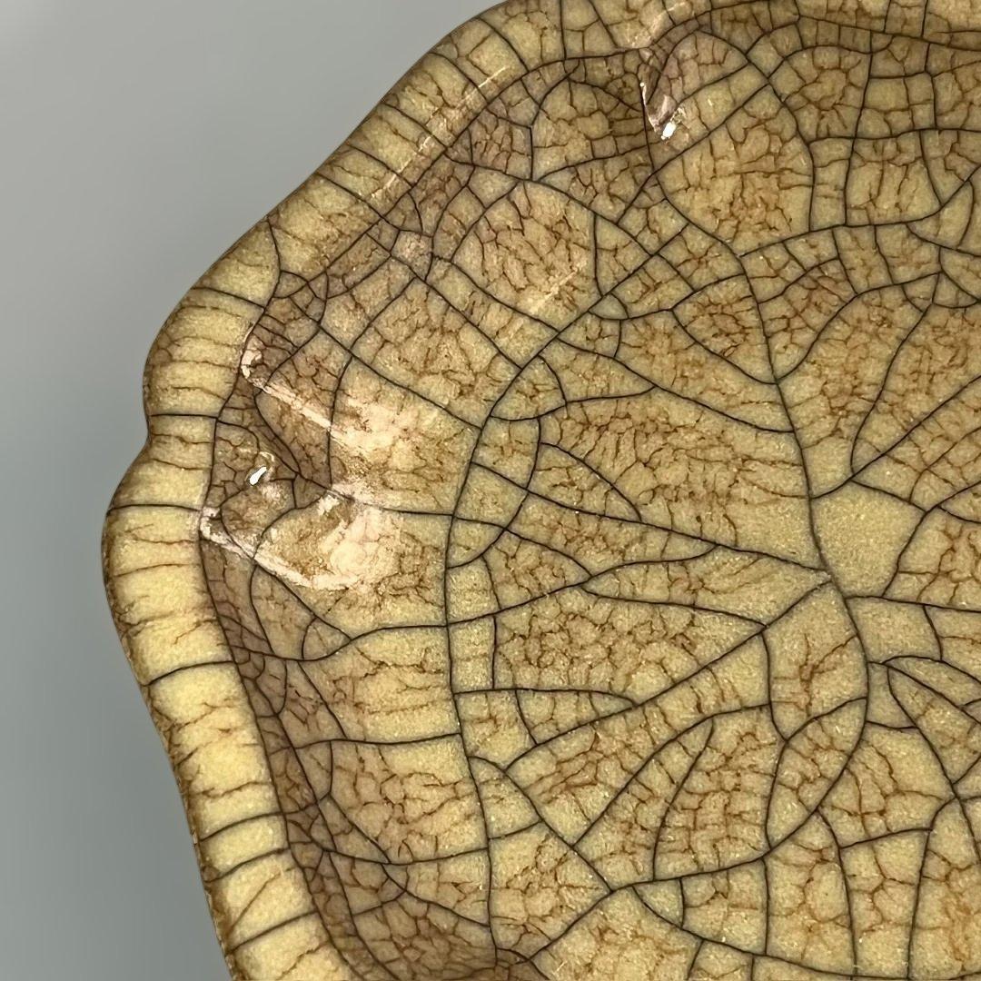 唐物 哥窯稜花盤 中国美術 古玩 SH22