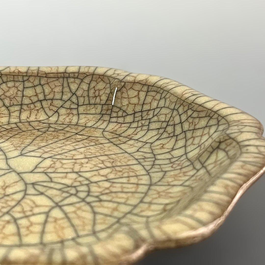 唐物 哥窯稜花盤 中国美術 古玩 SH22