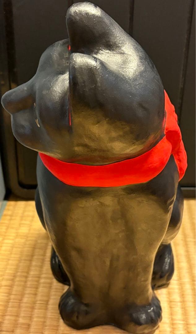 郷土玩具 招き猫(黒)大 まねきねこ 起人形
