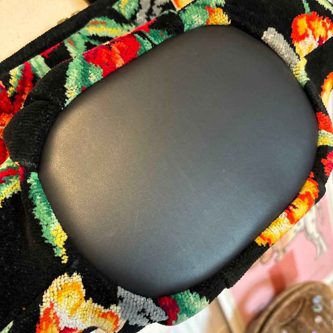 希少型　フェイラー FEILER トートバッグ 花柄 がま口　ブラック