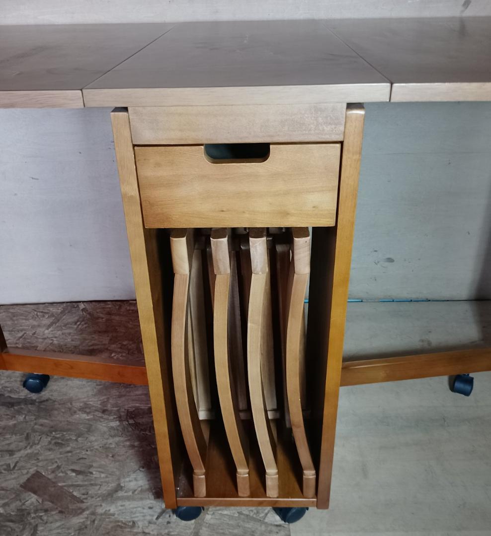 折りたたみテーブル＆チェア4脚セット バタフライテーブル 伸長式 ダイニング