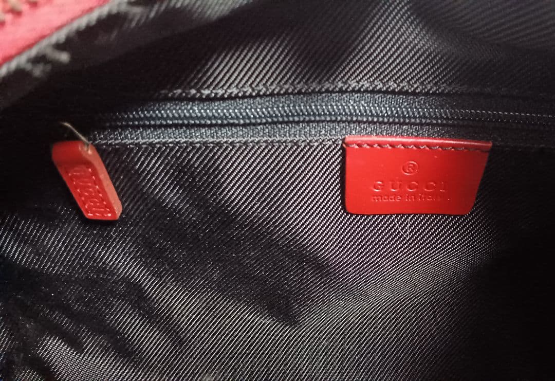 GUCCI ロゴ柄 ハンドバッグ ベージュ/レッド