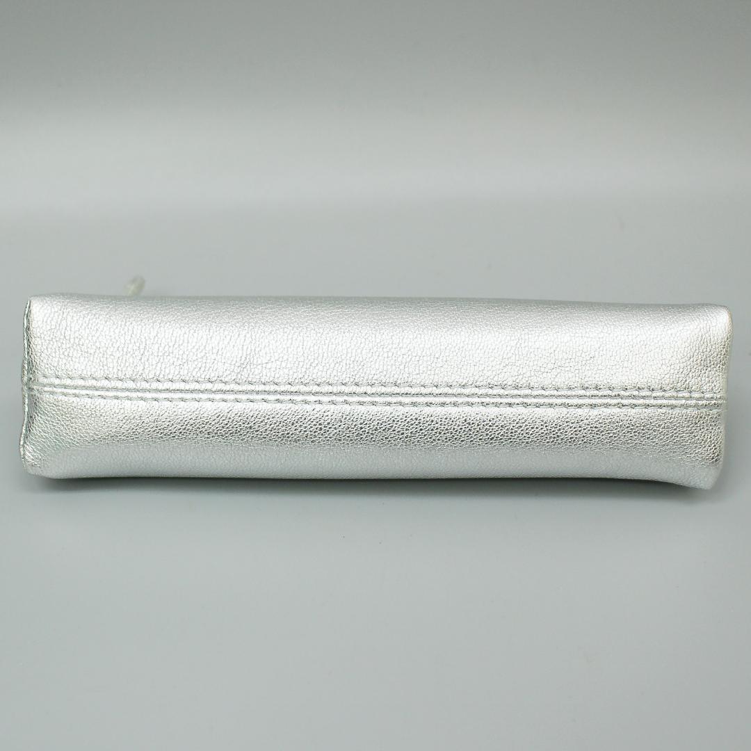 ティファニー ペンケース レザー シルバー×ブルー 美品】ティファニー