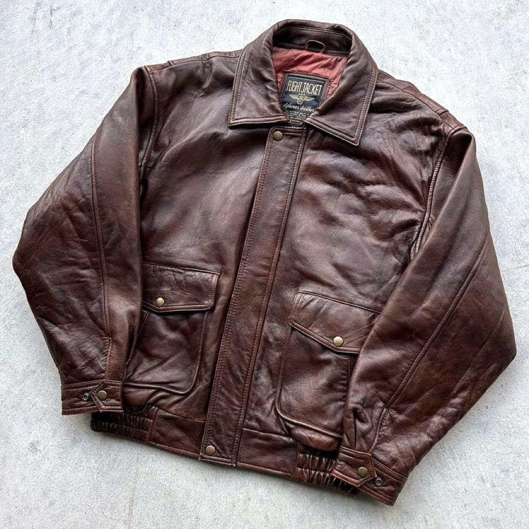 90s vintage】フライトジャケットA2 (L) シープスキン 本革