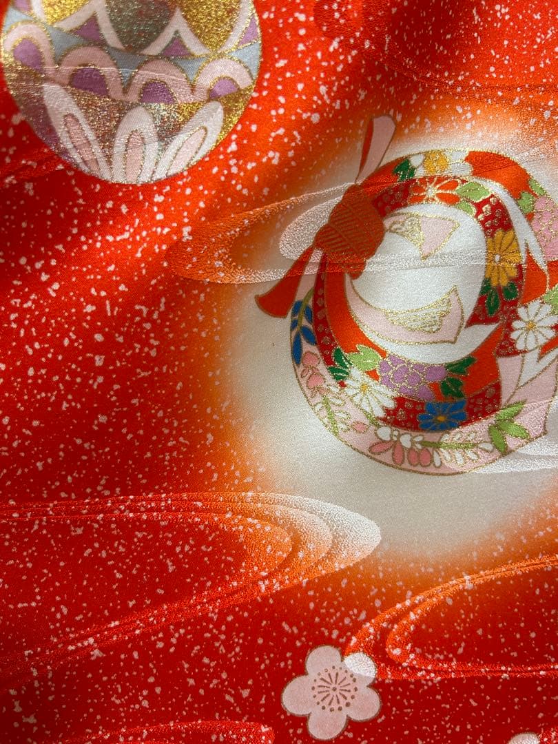 7歳　七五三　正絹着物　古典柄　帯　帯揚げ　帯締め　バッグ　はこせこ　扇子