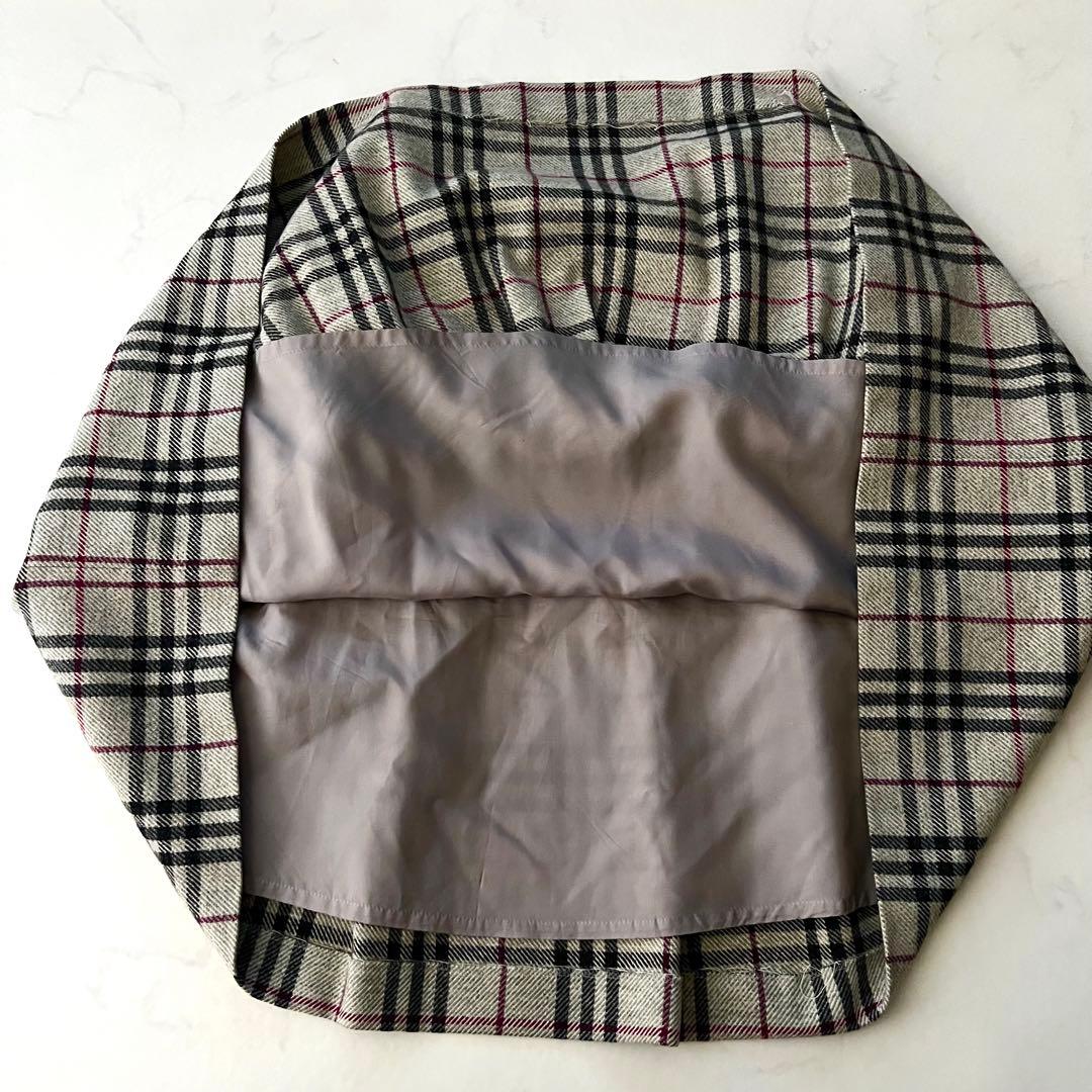 バーバリーロンドン アルパカ混 ウール プリーツスカート ノバチェック36