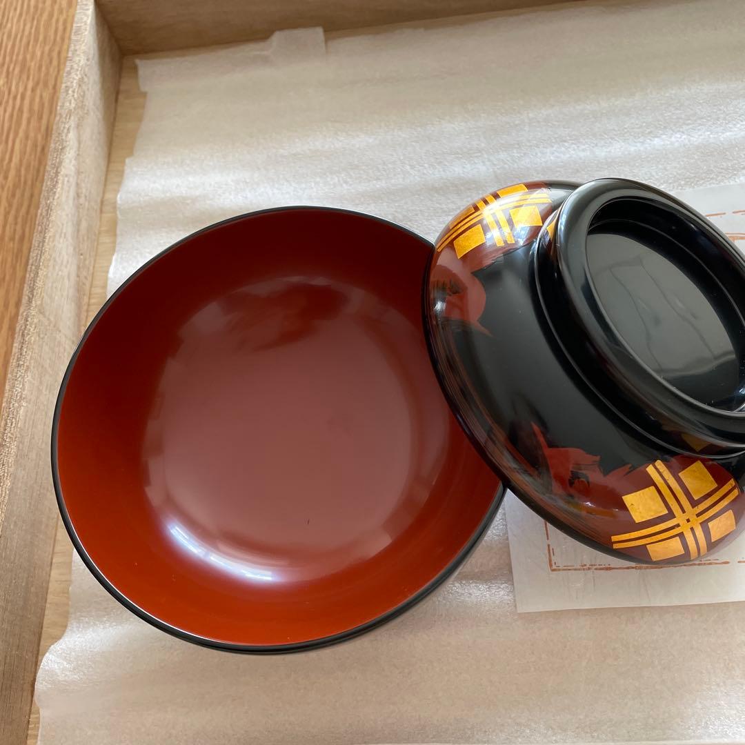 秀衡塗　利休大椀　五客揃　新品　（木箱入り）