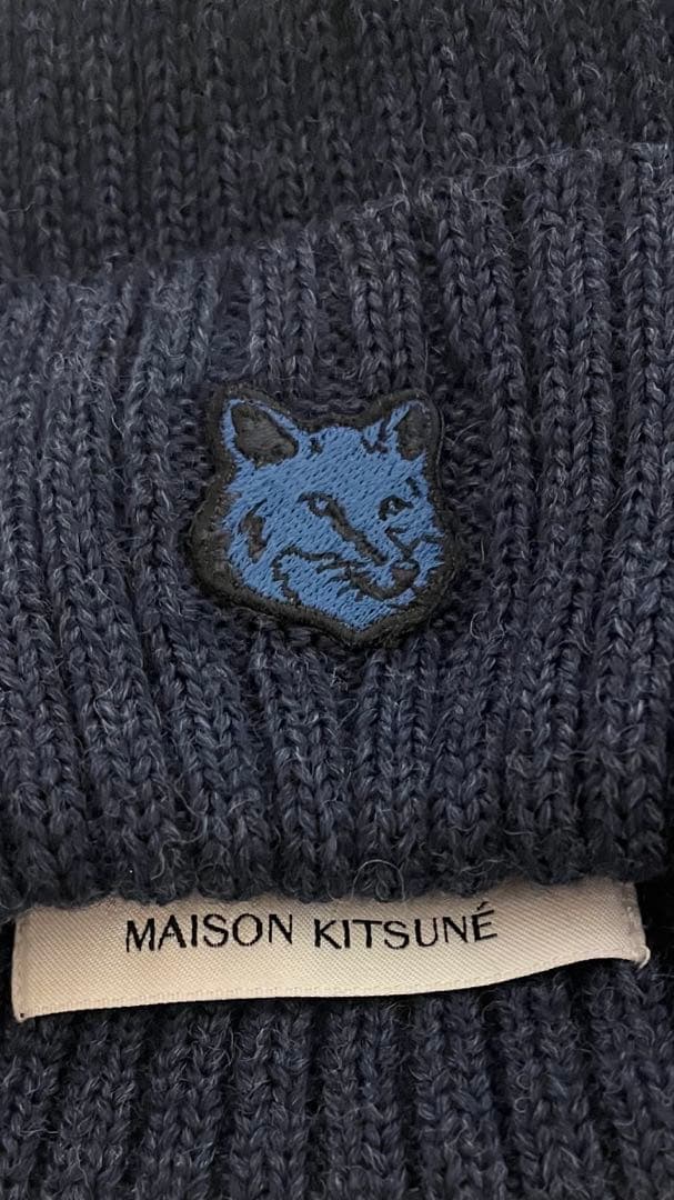 メゾンキツネ　ボールドフォックスヘッドパッチニットビーニー