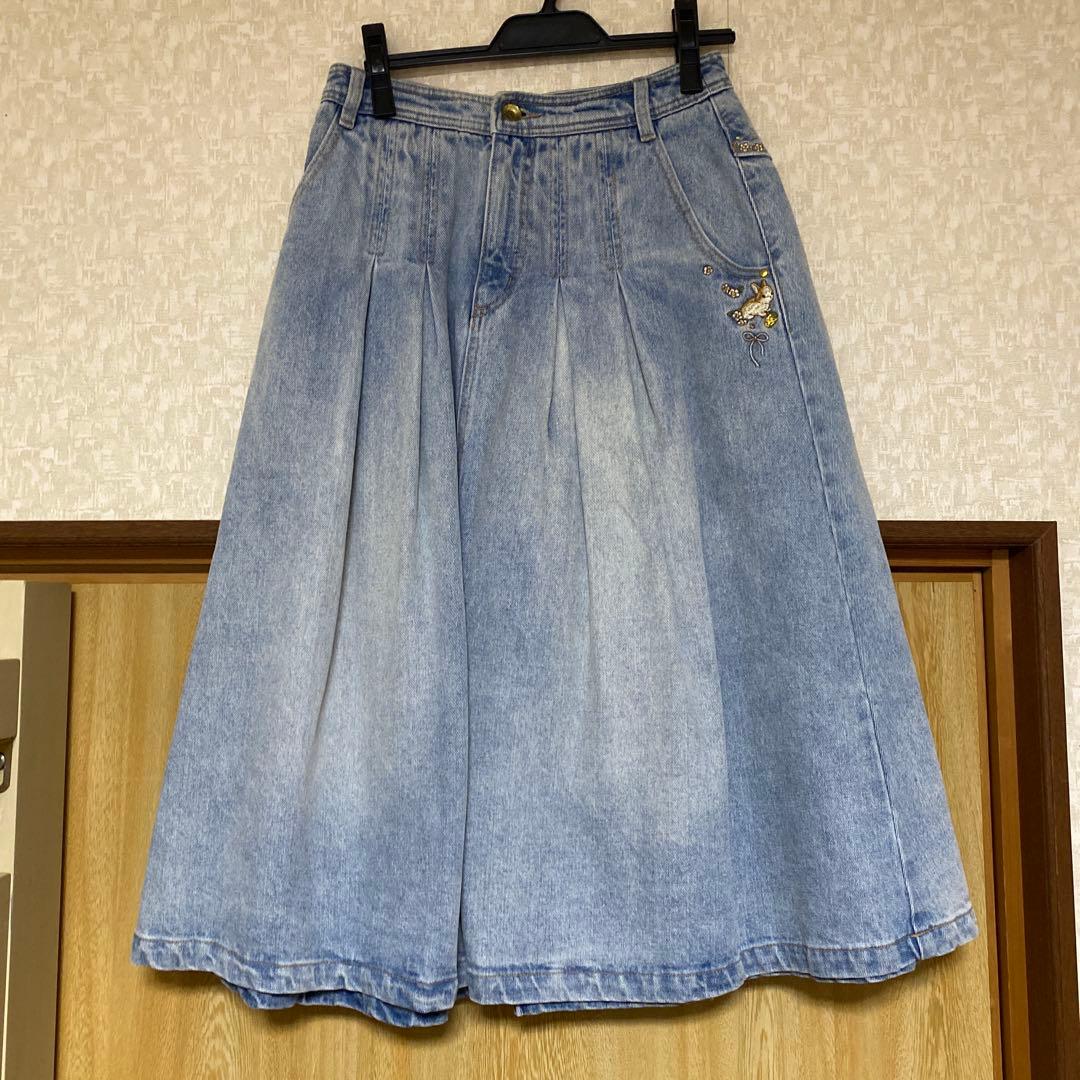 ぽ*こ様 franchelippee フランシュリッペ うさぎ 刺繍 デニムスカ