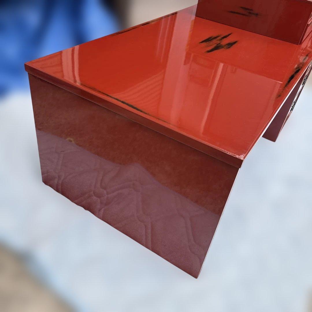 根来塗 島安汎工芸 木製文机 朱塗 昭和レトロ 古民具