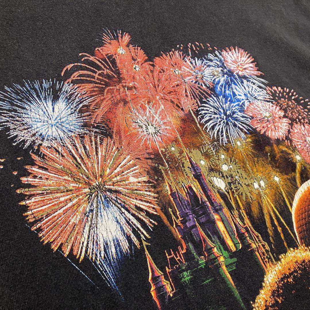 ディズニー ミッキー tシャツ ブラック XL 花火 ドナルド グーフィー