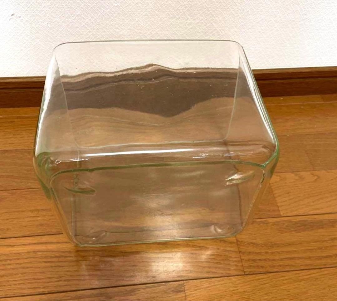 大正昭和ゆらゆらレトロガラス鉢角型 希少 大正 昭和 ゆらゆらレトロ