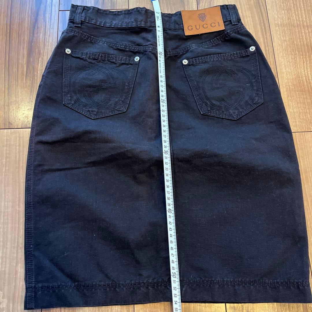 【メル48978】GUCCI ブラックデニム タイトスカート