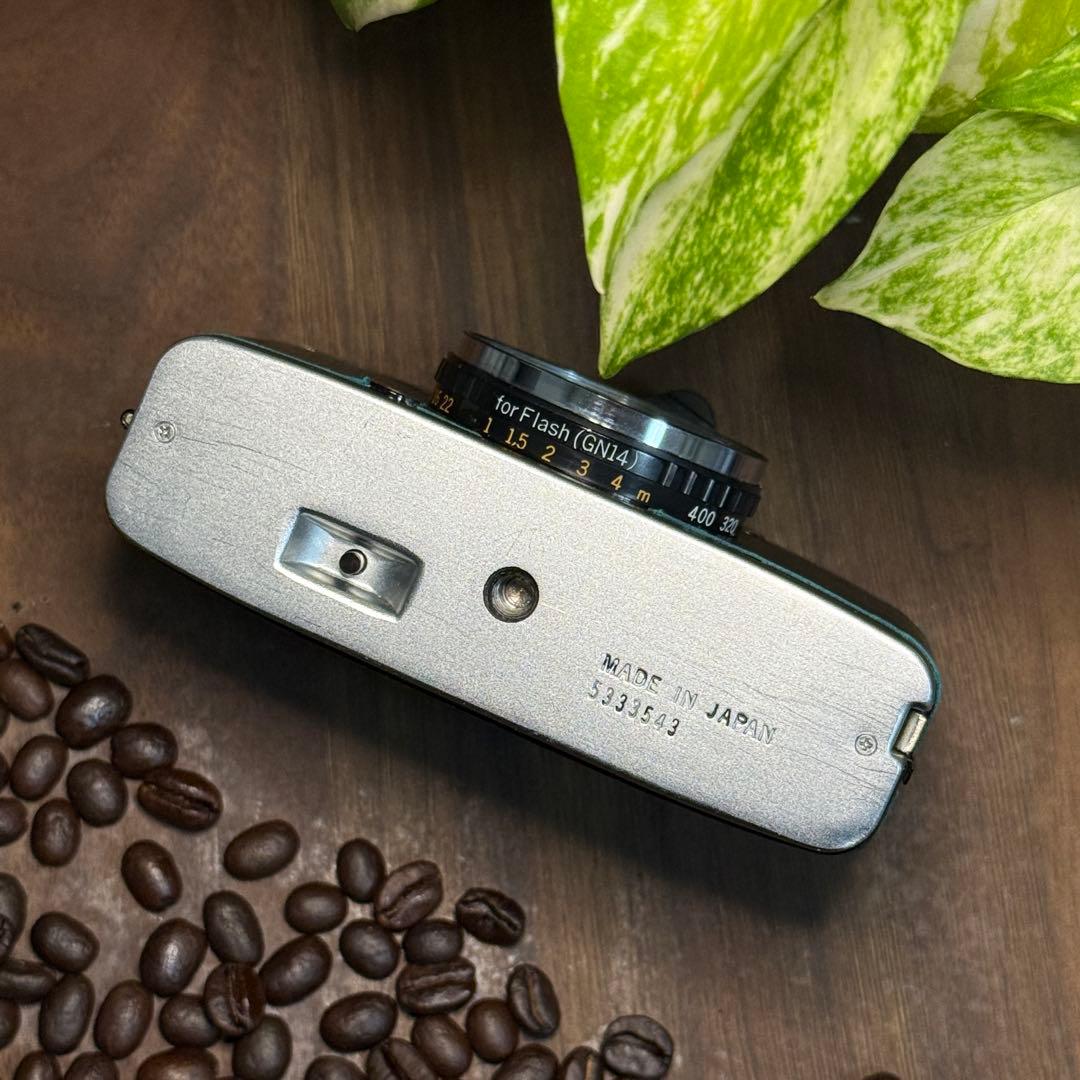 ✴️シボ革グリーンレザー✴️実写・分解整備済✴️オリンパスPEN EE-3 美