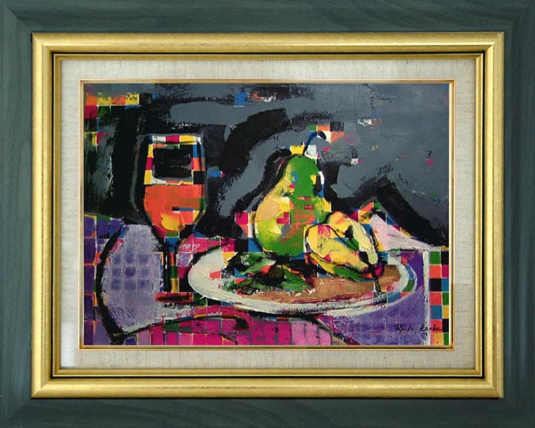 油絵 絵 絵画 インテリア 額付(白) uF6-062204 静物 ワイン