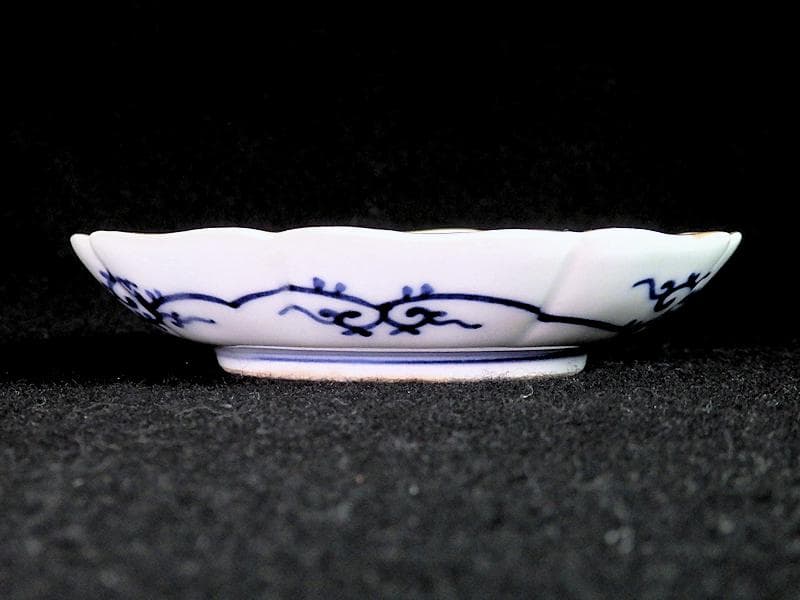 大聖寺伊万里　窓絵　柘榴　松　梅　菊花四方襷紋の図　４寸皿　５枚　AS-fbjf