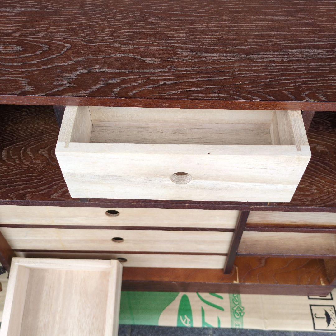 民芸家具調 からくり箪笥 隠し抽斗 ケヤキ/欅杢目 小箪笥