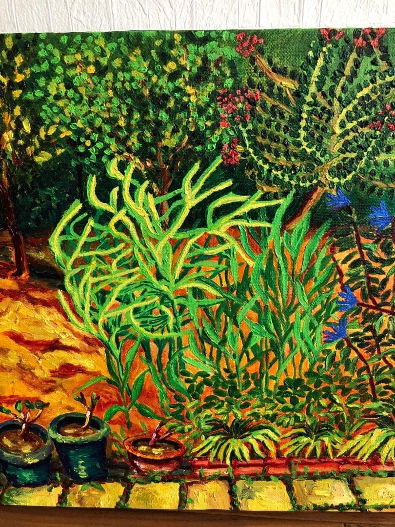 絵画　風景画　油絵　M8  夏の庭