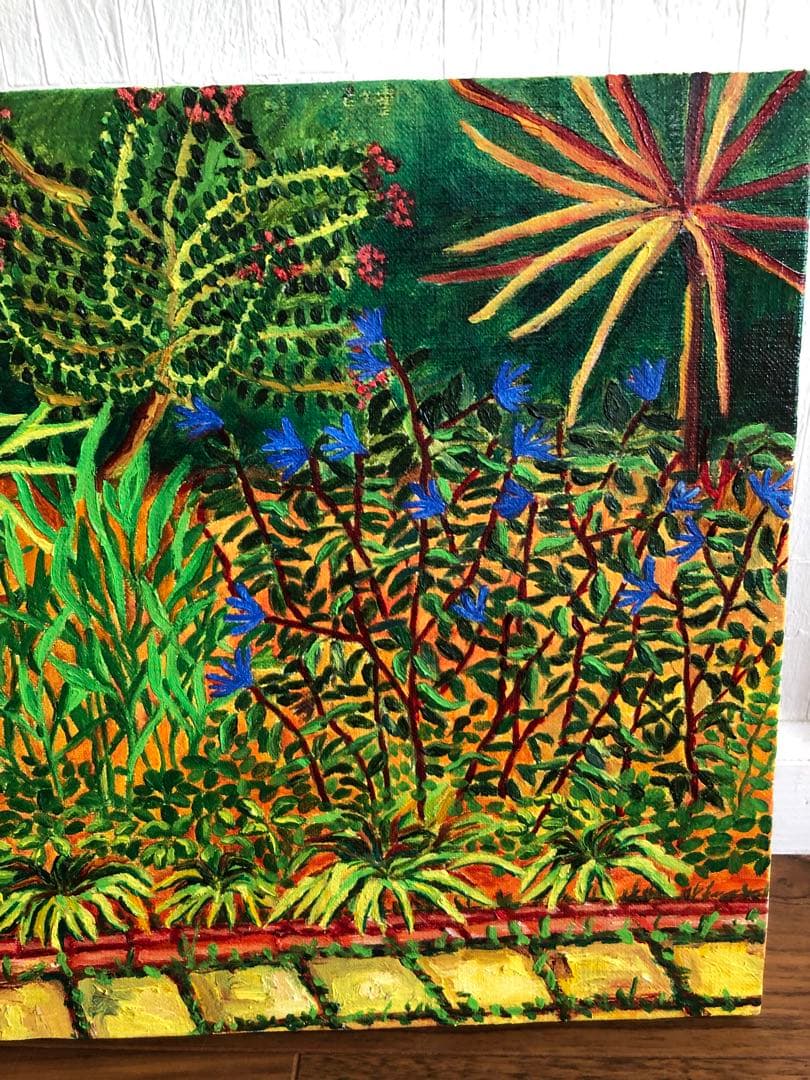 絵画　風景画　油絵　M8  夏の庭