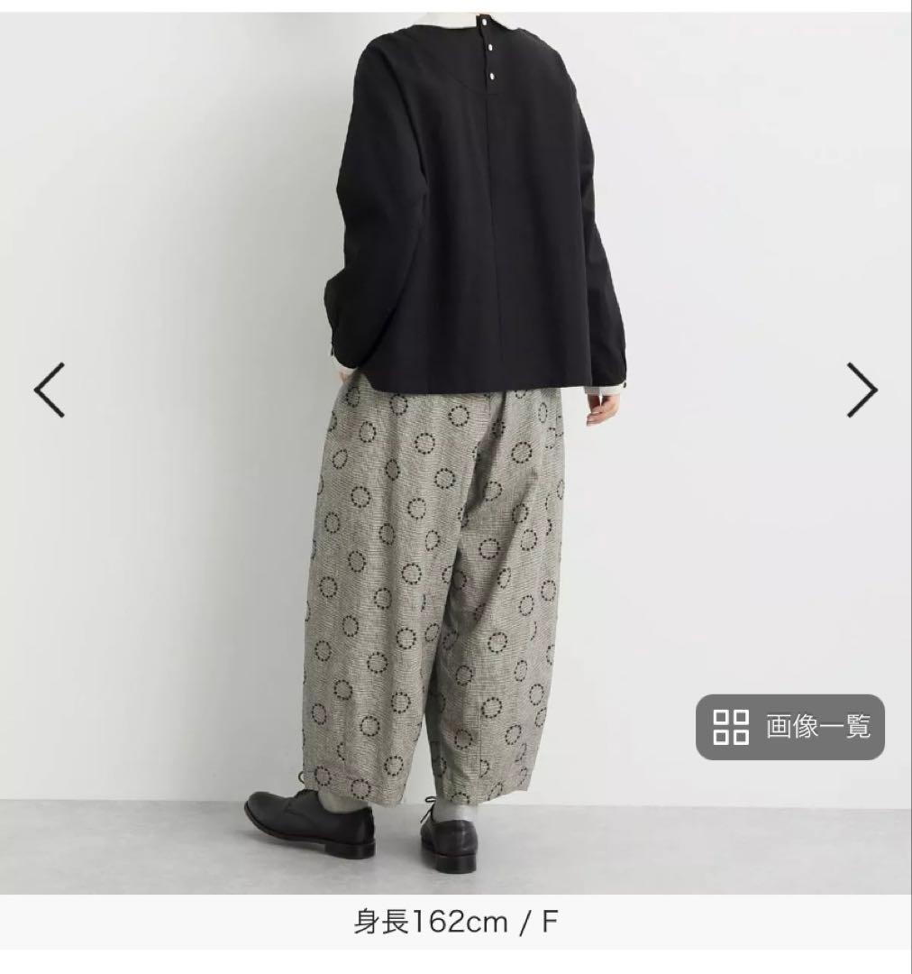 【blue willow】コットンリネンサークル刺繍コクーンパンツ