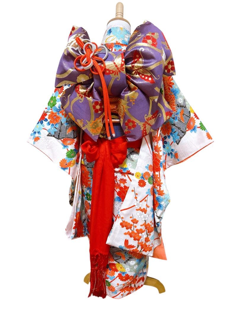 正絹レトロ着物♡七五三　7歳　女の子　フルセット　一式　白系