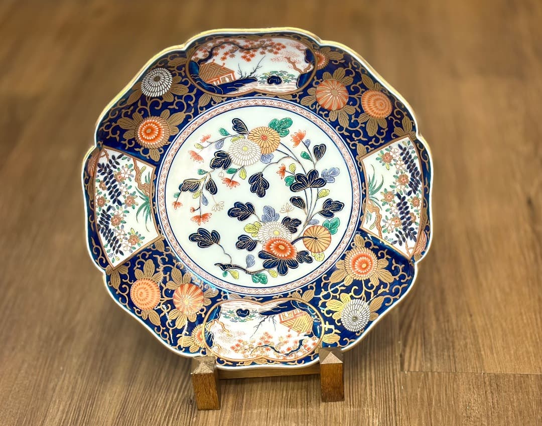 新品有田焼琳派古伊万里様式盛皿大 木箱入磁器直径39cm其泉窯